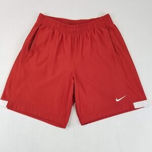 VTG Nike Basketball Shorts Mens Med Red Shiny Dazzle 9" Pockets Drawstring Y2K